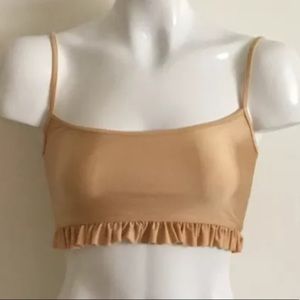 TULAROSA Revolve ⭐️ Bali Ruffle Bikini Gold NWT Swimsuit Top Only XXS